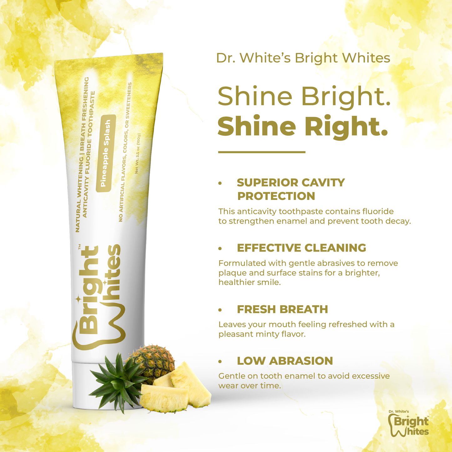 🍍 Dr. White's Bright Whites Pineapple Splash Anticavity Fluoride Toothpaste