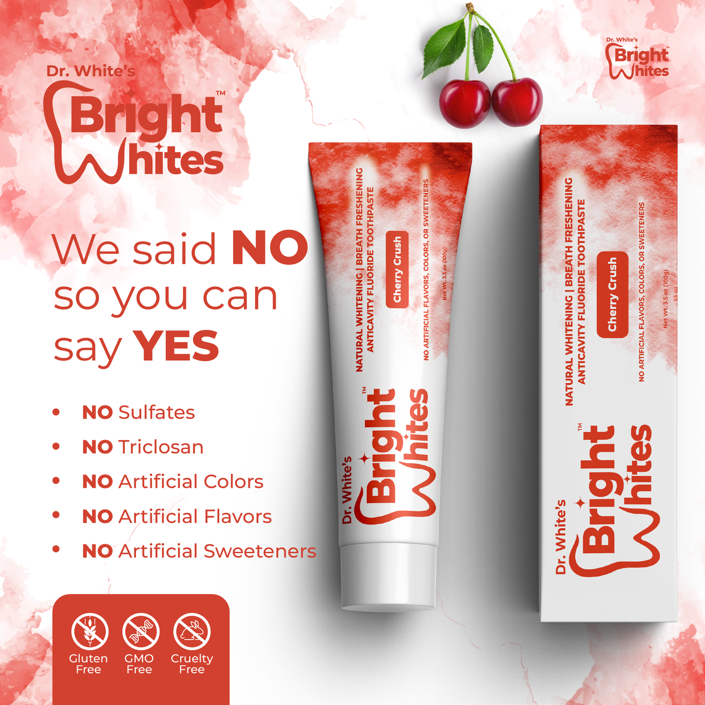 🍒 Dr. White's Bright Whites Cherry Crush Anticavity Fluoride Toothpaste
