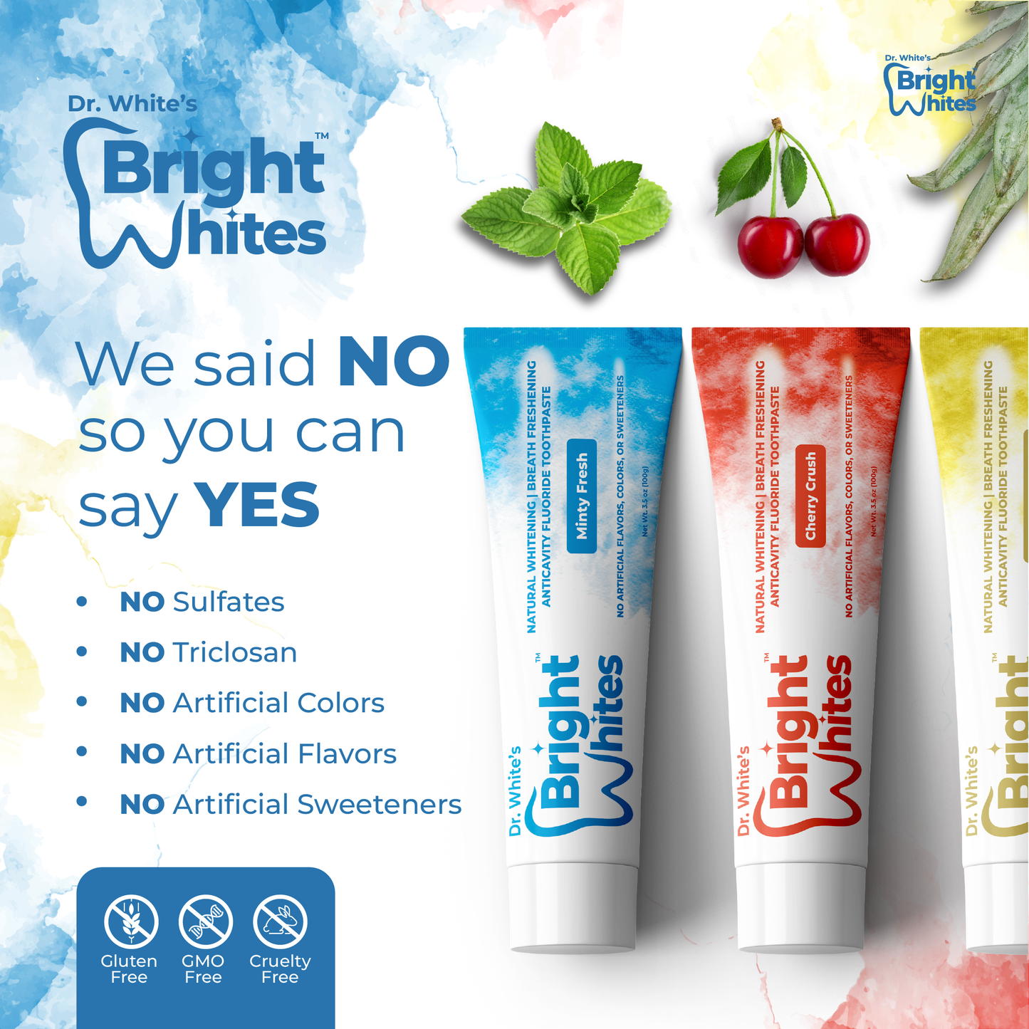 🌿🍍 Dr. White’s Bright Whites Value Pack (2-Pack) – Minty Fresh & Pineapple Splash