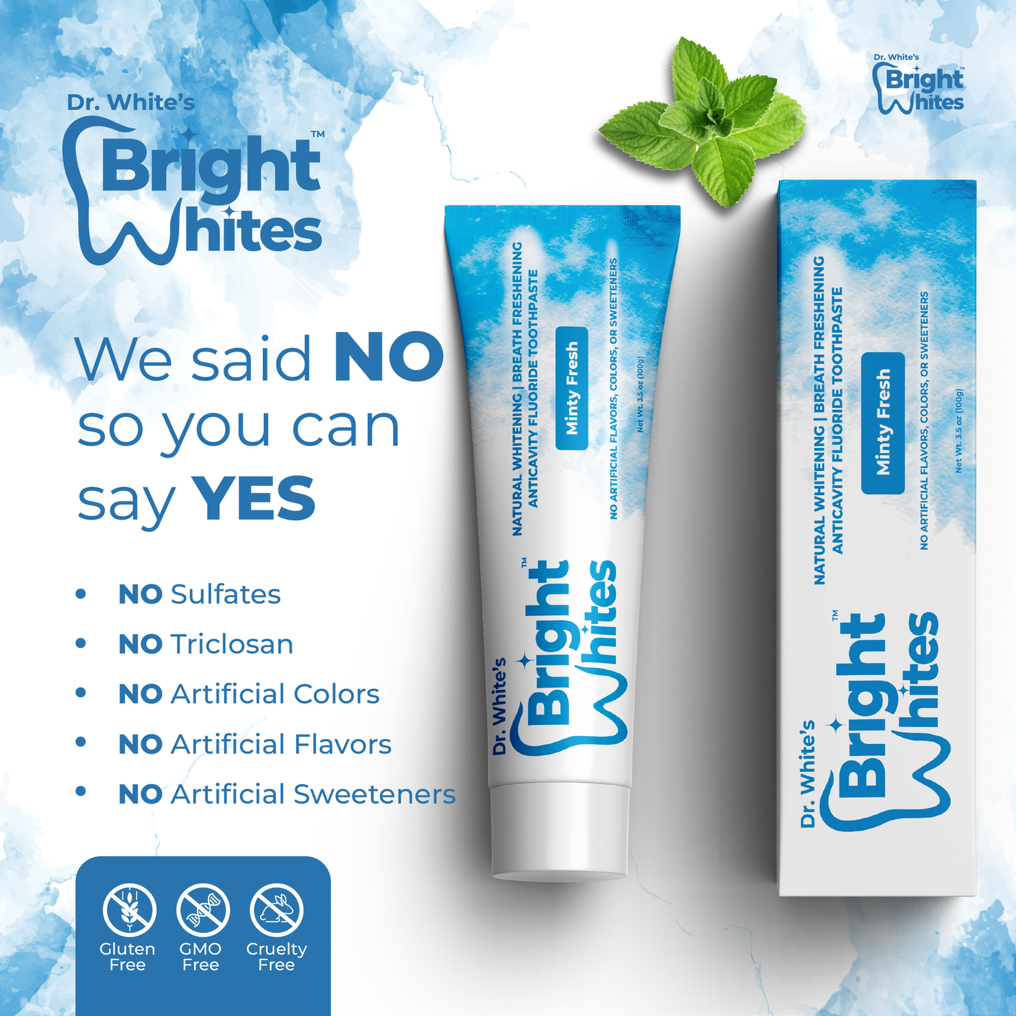 🌿 Dr. White's Bright Whites Minty Fresh Anticavity Fluoride Toothpaste