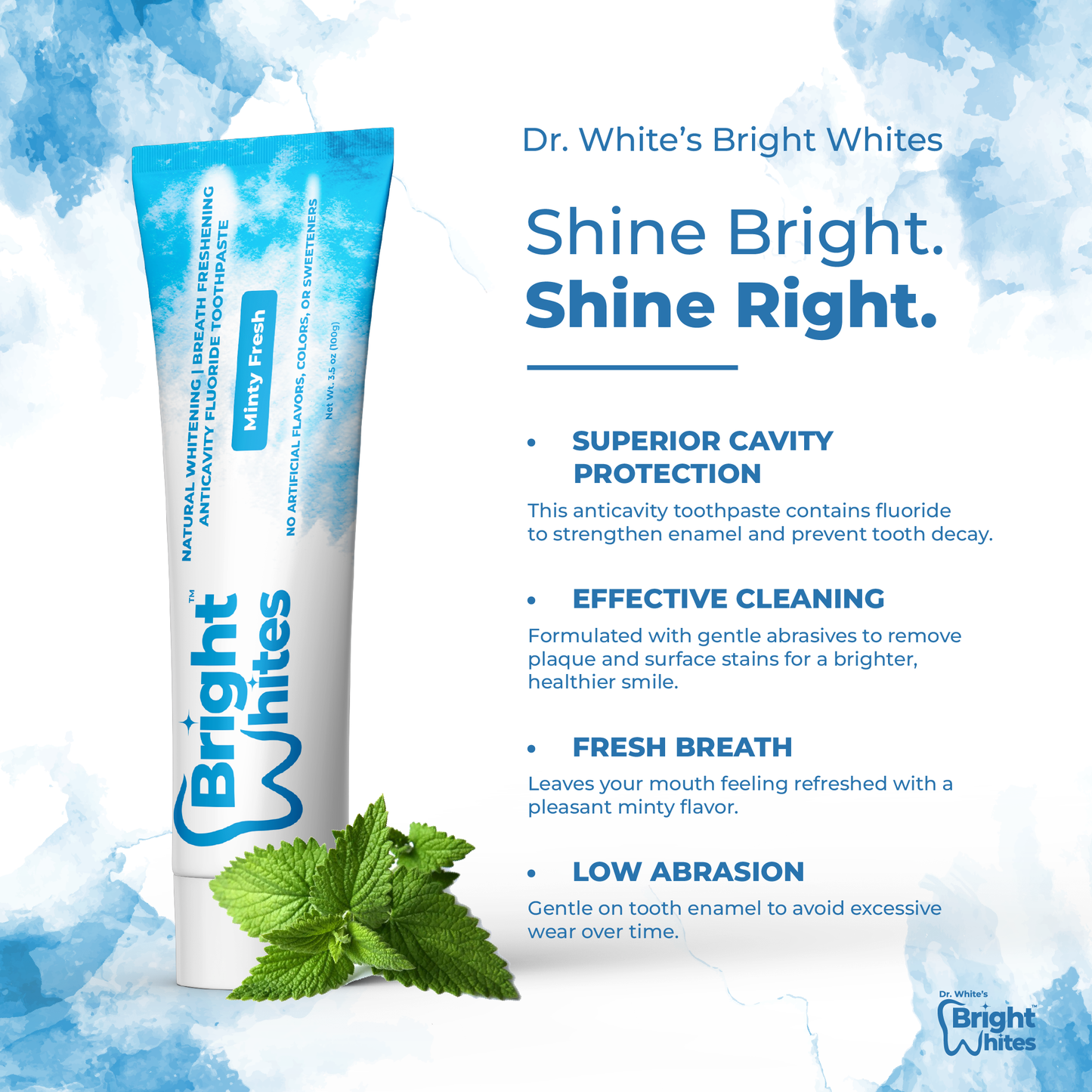 🌿 Dr. White's Bright Whites Minty Fresh Anticavity Fluoride Toothpaste