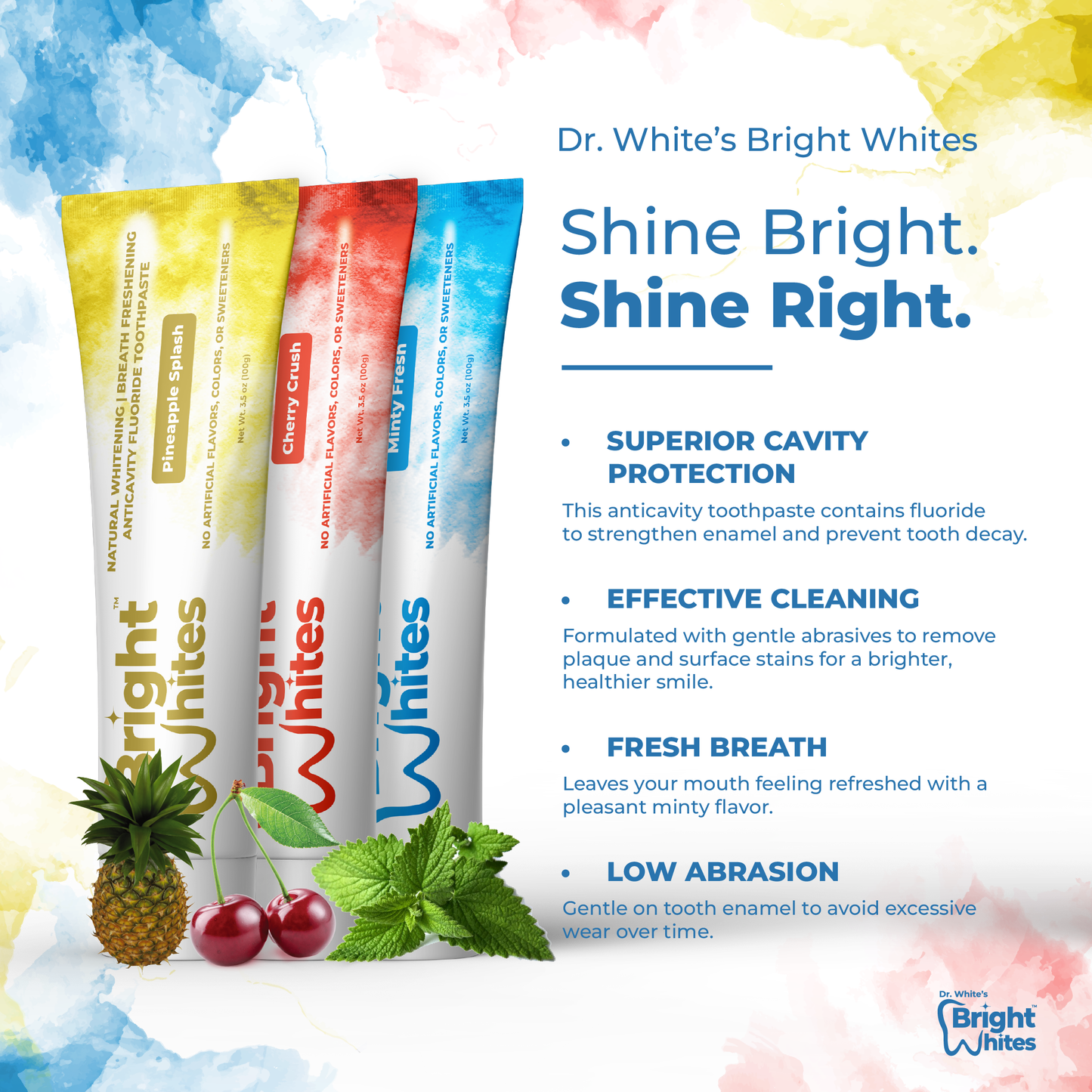 🌿🍍 Dr. White’s Bright Whites Value Pack (2-Pack) – Minty Fresh & Pineapple Splash