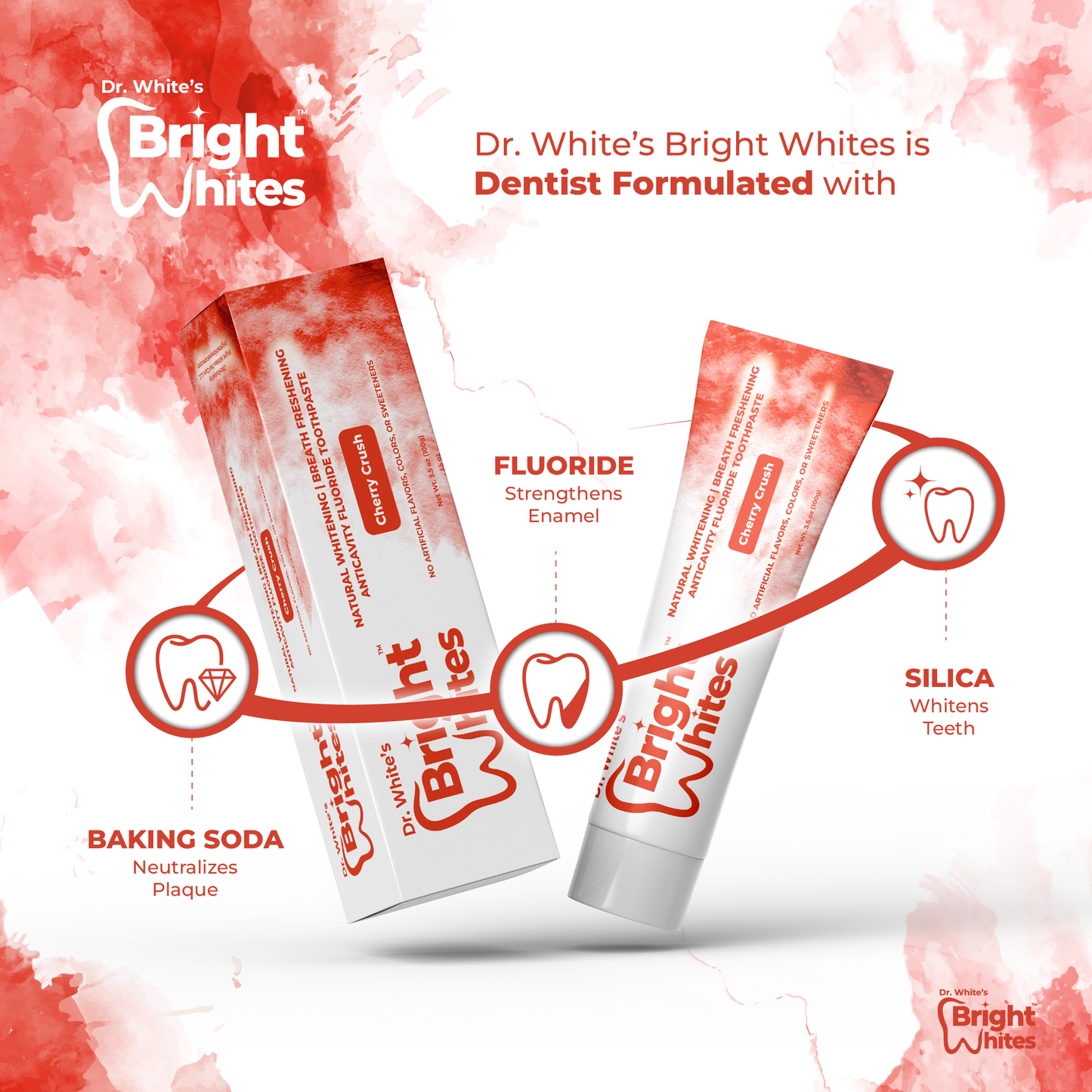 🍒 Dr. White's Bright Whites Cherry Crush Anticavity Fluoride Toothpaste