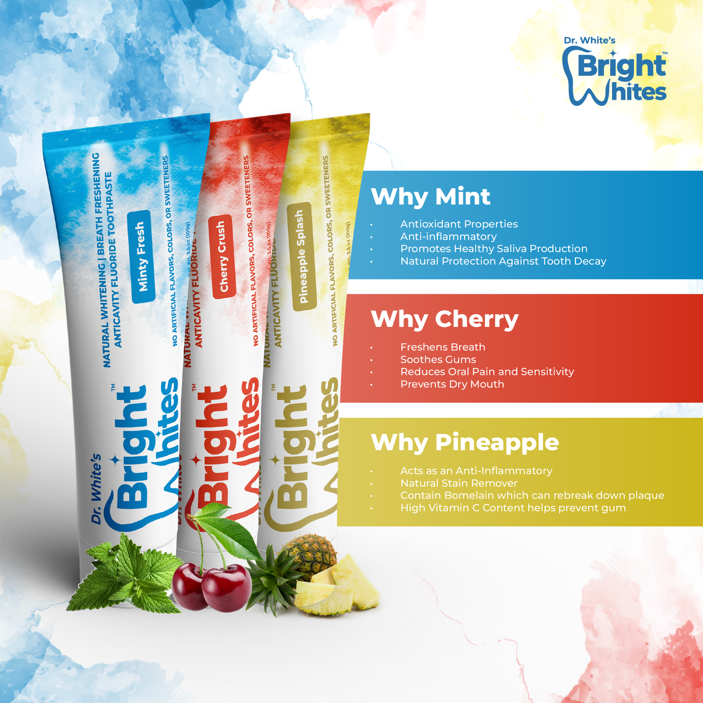 🌿🍍 Dr. White’s Bright Whites Value Pack (2-Pack) – Minty Fresh & Pineapple Splash