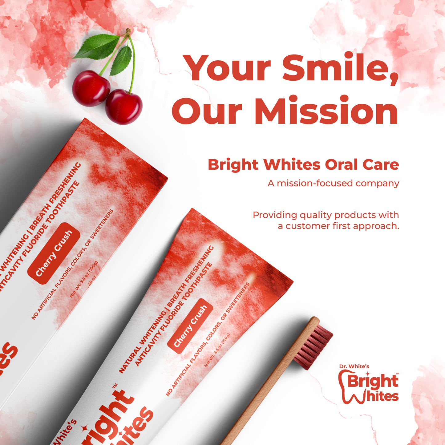 🍒 Dr. White's Bright Whites Cherry Crush Anticavity Fluoride Toothpaste