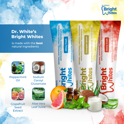🌿🍍 Dr. White’s Bright Whites Value Pack (2-Pack) – Minty Fresh & Pineapple Splash