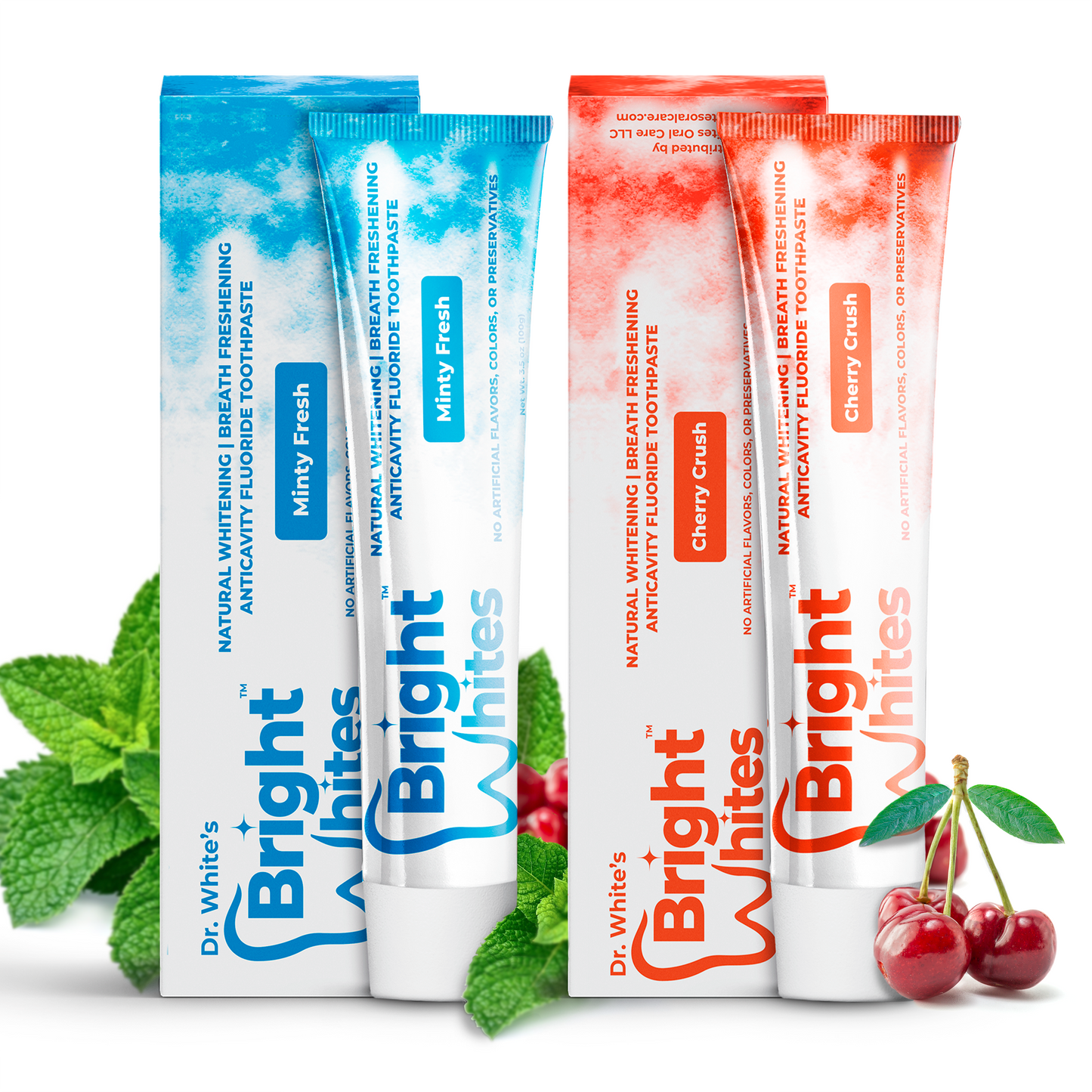 🍒🌿Dr. White’s Bright Whites Value Pack (2-Pack) – Cherry Crush & Minty Fresh