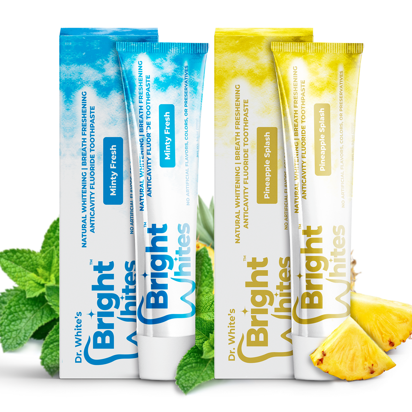🌿🍍 Dr. White’s Bright Whites Value Pack (2-Pack) – Minty Fresh & Pineapple Splash